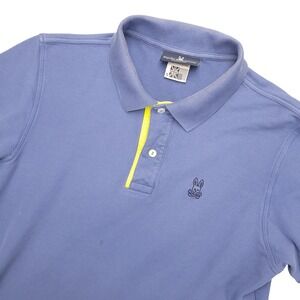 Psycho Bunny Blue Polo with Yellow Placket Trim